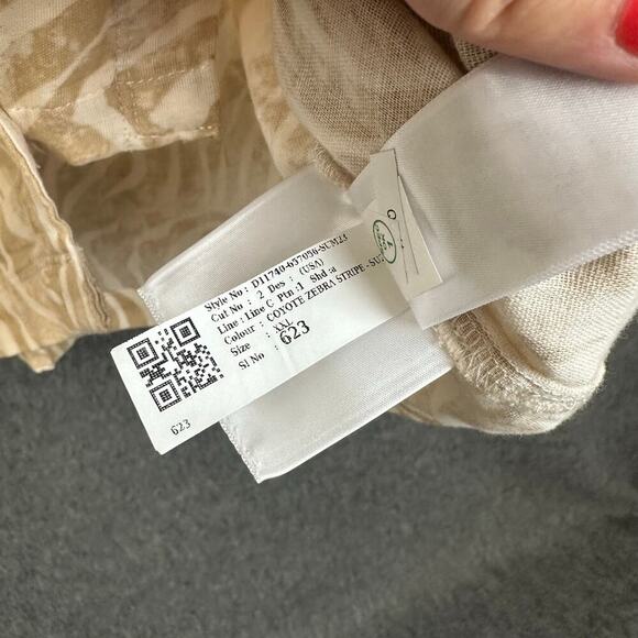 Old Navy Woven Cotton Beige Zebra Print Top sz XXL Button Up Dolman Sleeve NEW - Picture 4 of 8